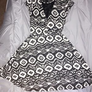Black and white patter dress with mesh